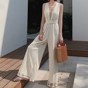 Chic Wide-Leg Lace Jumpsuit